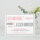 Moderne Magenta und Schwarze Typografie| 18. Gebur Einladung (Stehend Vorderseite)