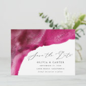 Moderne Magenta Wasserfarbenwellen Save The Date (Stehend Vorderseite)