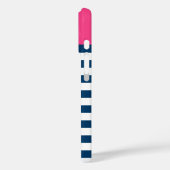 Moderne Magentrosa Marinestreifen mit kundenspezif Case-Mate iPhone Hülle (Rückseite / Links)