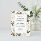 Moderne Magnolia Blumen Rahmen Hochzeit Einladung (Stehend Vorderseite)