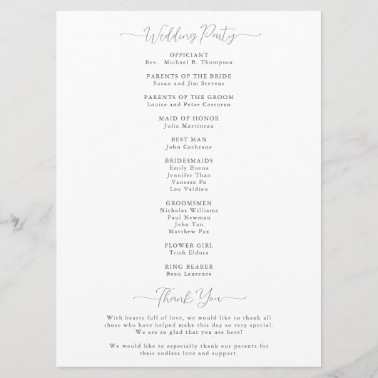 Moderne Magnolia Schwarz-weiße Hochzeitsfeier Programm (Rückseite)