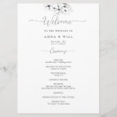 Moderne Magnolia Schwarz-weiße Hochzeitsfeier Programm (Vorderseite)