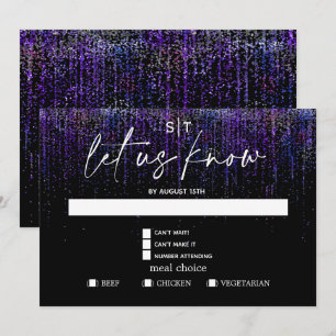 Moderne Mahlzeitenwahl RSVP Kantiges Lila Glitter Einladung