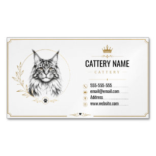 Moderne Maine-Coon-Katzenzucht Magnetische Visitenkarte