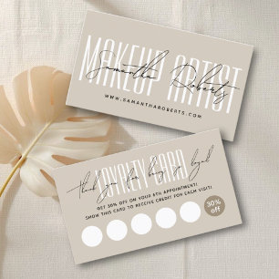 Moderne Make-up-Artist-Script-Typografie beige Treuekarte
