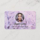 Moderne Make-up-Blumenmuster-lila Foto-QR-Code Visitenkarte (Vorderseite)