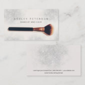 Moderne Make-up-Bürste Foto Silber Glitzer Staub Visitenkarte (Vorne/Hinten)