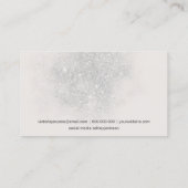 Moderne Make-up-Bürste Foto Silber Glitzer Staub Visitenkarte (Rückseite)