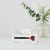 Moderne Make-up-Bürste Foto Silber Glitzer Staub Visitenkarte (Stehend Vorderseite)