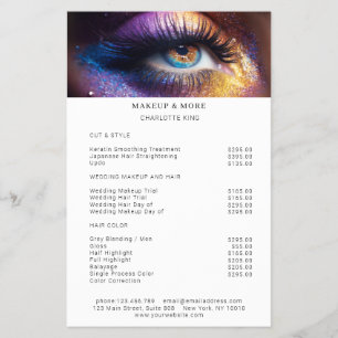 Moderne, Make-up-Foto-Glitter-Salon-Preisliste  Flyer