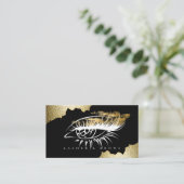 Moderne Makeup Artist Black und Gold Visitenkarte (Stehend Vorderseite)