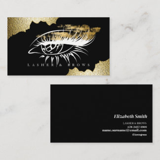 Moderne Makeup Artist Black und Gold Visitenkarte