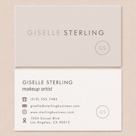 Moderne Makeup Artist Blush Pink Minimalistisch Lu Visitenkarte