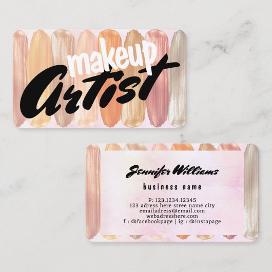 Moderne Makeup Artist Holographic Playful Visitenkarte (Vorne/Hinten)