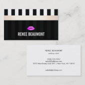 Moderne Makeup Artist Rosa Lippen Streifen Visitenkarte (Vorne/Hinten)