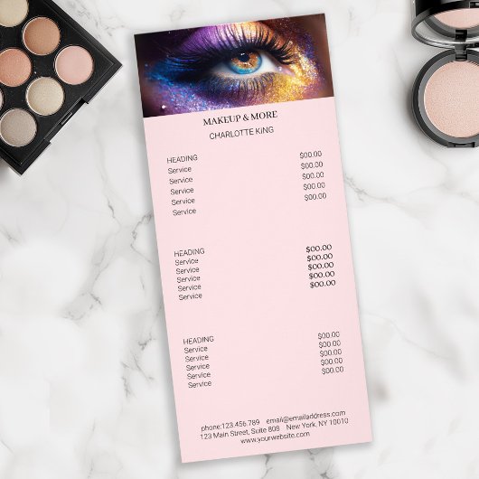 Moderne Makeup Foto Salon Preis List Rack Card Werbekarte