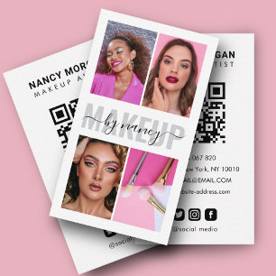 Moderne Makeup-Kalligraphie-Script-FotoCollage Visitenkarte