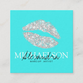 Moderne Makeup Künstler Signatur Türkis Quadratische Visitenkarte