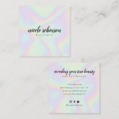 Moderne Makeup Künstlerpastellle Regenbogen hologr Quadratische Visitenkarte (Vorne/Hinten)