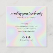 Moderne Makeup Künstlerpastellle Regenbogen hologr Quadratische Visitenkarte (Rückseite)