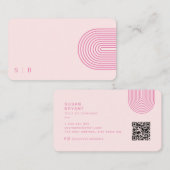 Moderne Makeup Pink Initialen QR Code Social Media Visitenkarte (Vorne/Hinten)