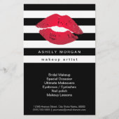Moderne Makeup Red Lips - Chic Schwarz-weiß Strips Flyer (Vorne)