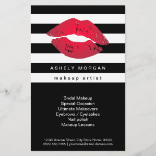 Moderne Makeup Red Lips - Chic Schwarz-weiß Strips Flyer