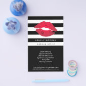 Moderne Makeup Red Lips - Chic Schwarz-weiß Strips Flyer (Einzeln)