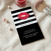 Moderne Makeup Red Lips - Chic Schwarz-weiß Strips Visitenkarte
