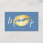 Moderne Makeup Typografie Dusty Blue Lips Visitenkarte (Vorderseite)