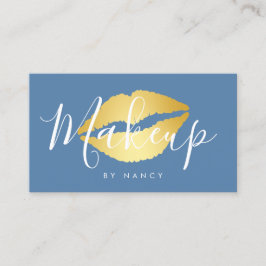 Moderne Makeup Typografie Dusty Blue Lips Visitenkarte