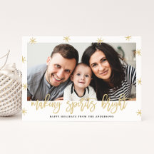 Moderne Making Spirits Bright Goldschrift Foto Kar