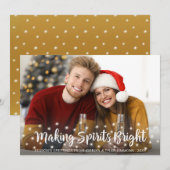 Moderne MAKING SPIRITS BRIGHT-Schrift Lichterkette Feiertagskarte (Vorne/Hinten)