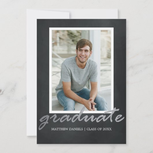 Moderne Male Foto Frame Graduation Party einladen Einladung (Vorderseite)