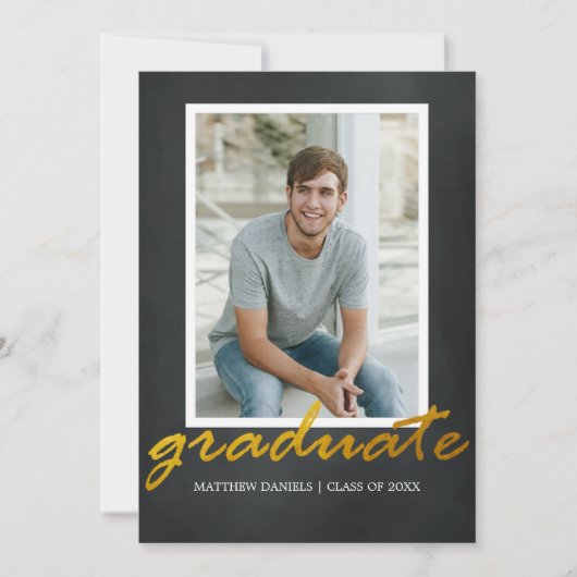 Moderne Male Foto Frame Graduation Party einladen Einladung (Vorderseite)
