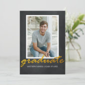 Moderne Male Foto Frame Graduation Party einladen Einladung (Stehend Vorderseite)