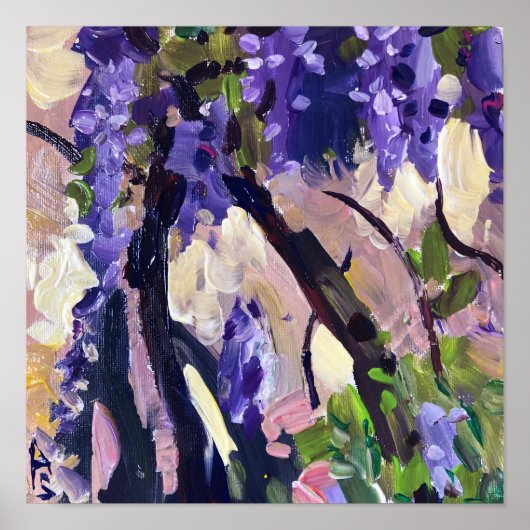 Moderne Malerei blühende Wisteria Poster (Vorne)