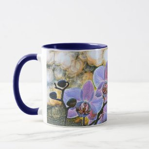 Moderne Malerei Lila Rosa Orchideenblüte Tasse