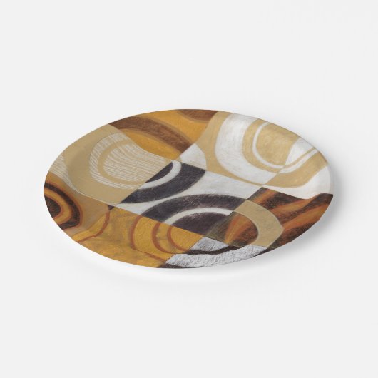 Moderne Malerei mit kreisförmigen Mustern Pappteller (Schrägansicht)