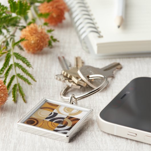 Moderne Malerei mit kreisförmigen Mustern Schlüsselanhänger (Seite)