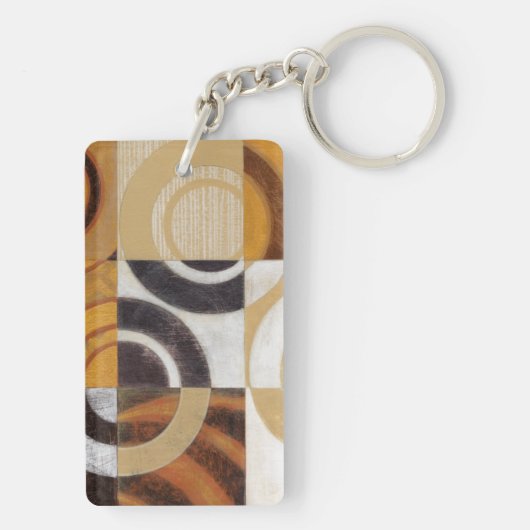 Moderne Malerei mit kreisförmigen Mustern Schlüsselanhänger (Rückseite)