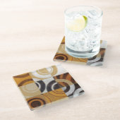 Moderne Malerei mit Kreismustern Glasuntersetzer (Schrägansicht)