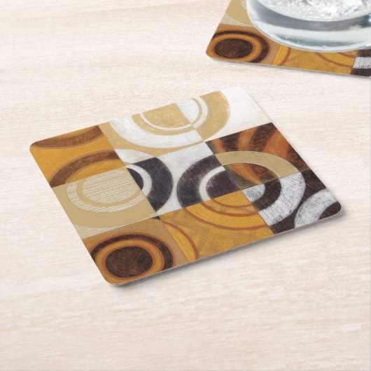 Moderne Malerei mit Kreismustern Rechteckiger Pappuntersetzer (angewinkelt)