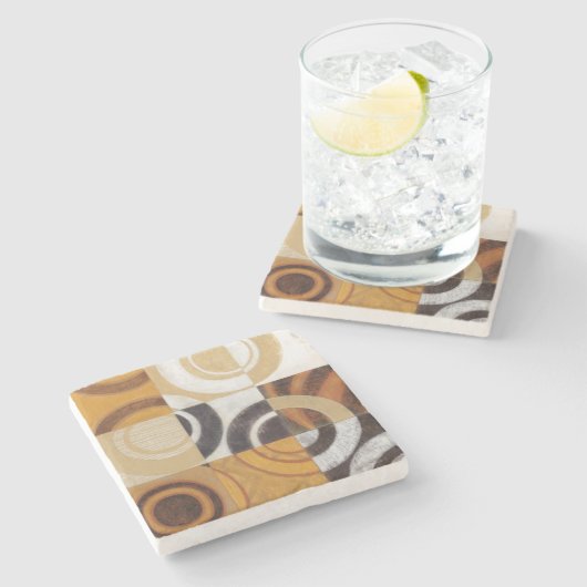 Moderne Malerei mit Kreismustern Steinuntersetzer (Seitenansicht)