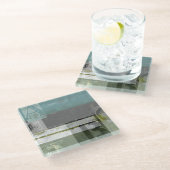 Moderne Malerei mit versammelten Buchstaben Glasuntersetzer (Schrägansicht)