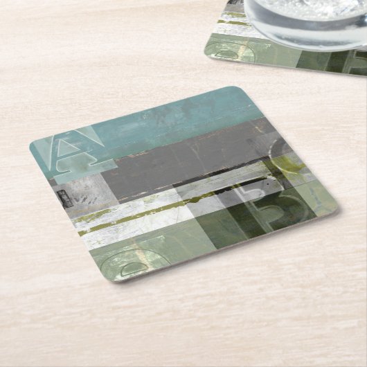 Moderne Malerei mit versammelten Buchstaben Rechteckiger Pappuntersetzer (angewinkelt)