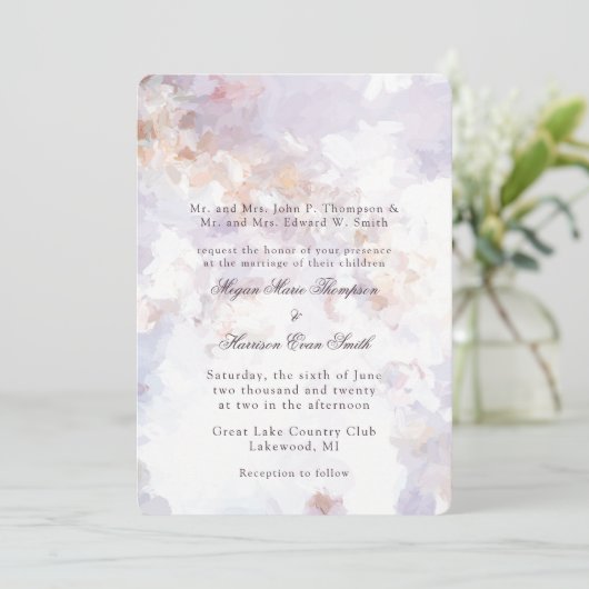 Moderne Malerei Romantische Hochzeitseinladung Einladung (Stehend Vorderseite)