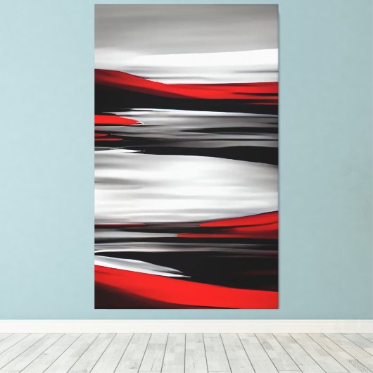 Moderne Malerei Rot Schwarz Grau Abstrakte Kunst Leinwanddruck (Insitu (Holzboden))