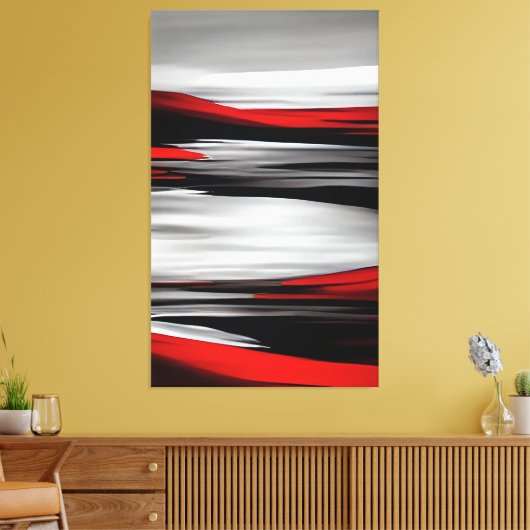 Moderne Malerei Rot Schwarz Grau Abstrakte Kunst Leinwanddruck (Insitu (Wohnzimmer))