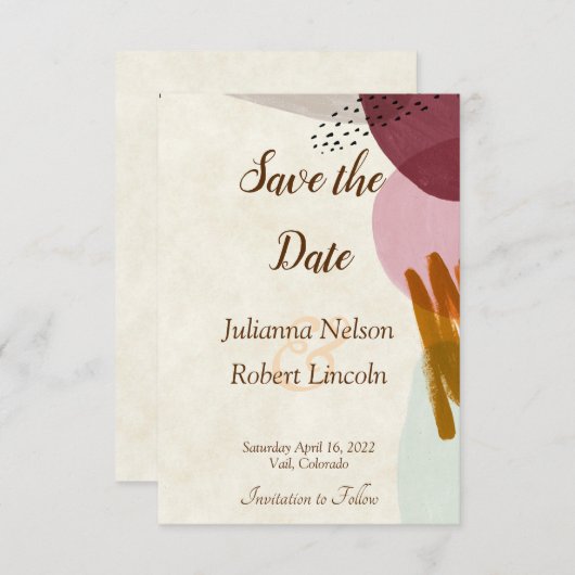 Moderne Malerei Save the Date Einladung (Vorne/Hinten)
